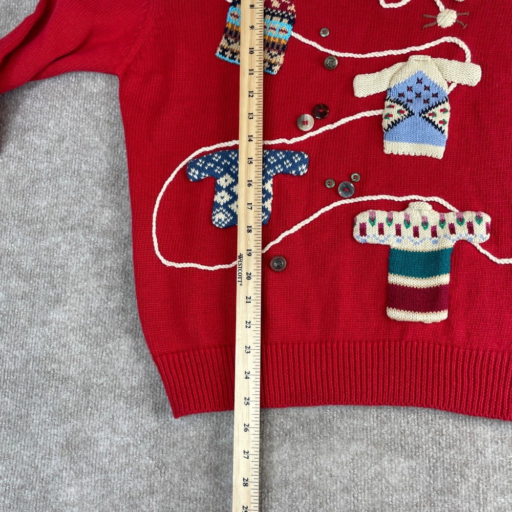 Susan Bristol Red Hand Embroidered Sweater M Mittens Jumpers USA - Picture 5 of 14